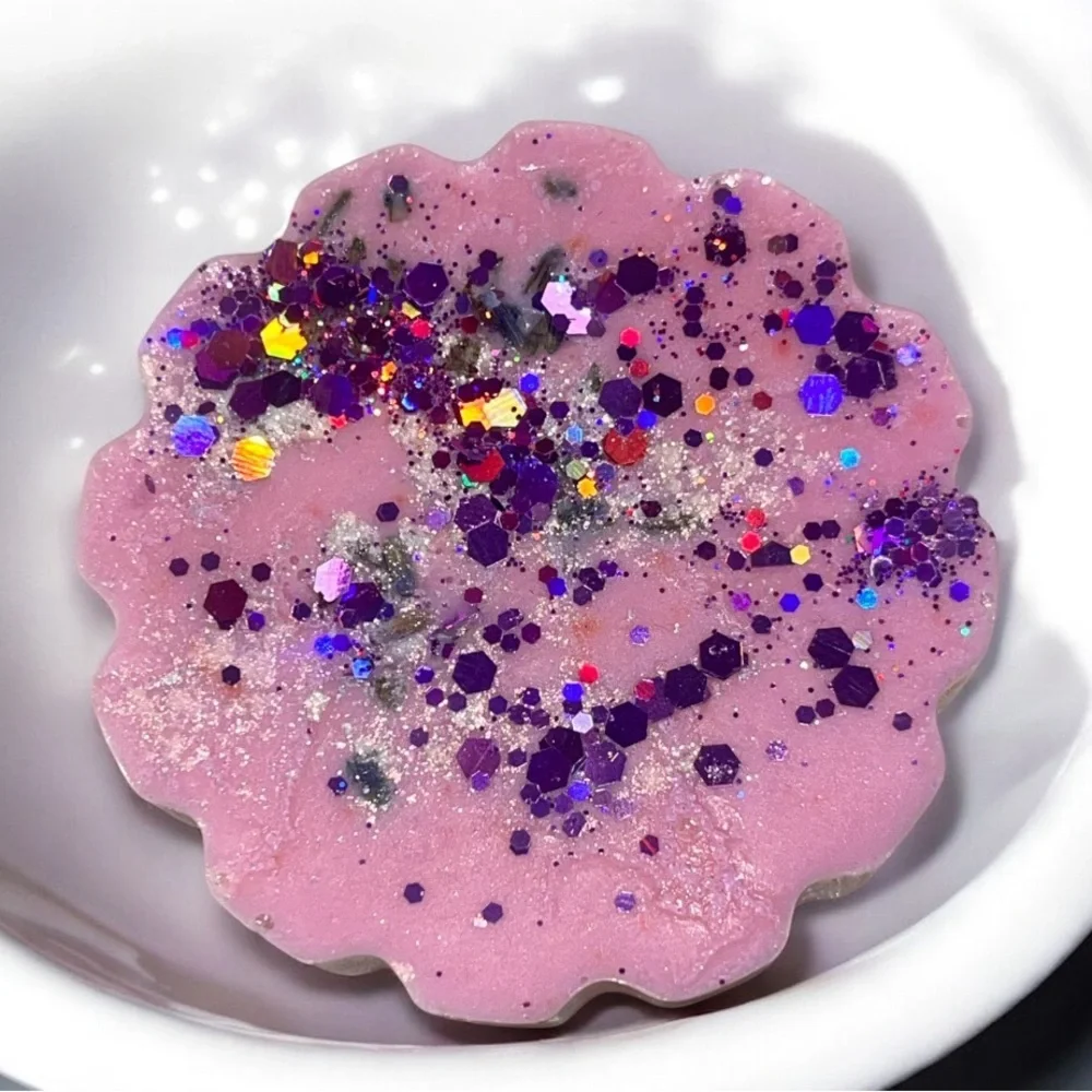 Cherry blossom w SHIMMER SOAP handmade goat milk & oatmeal butter 3x3in 5oz